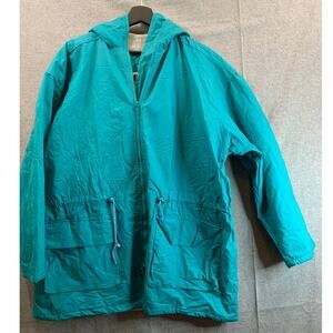 Wippette Rain Jacket Womens Size Large Blue Hood Full Zip Lightweight